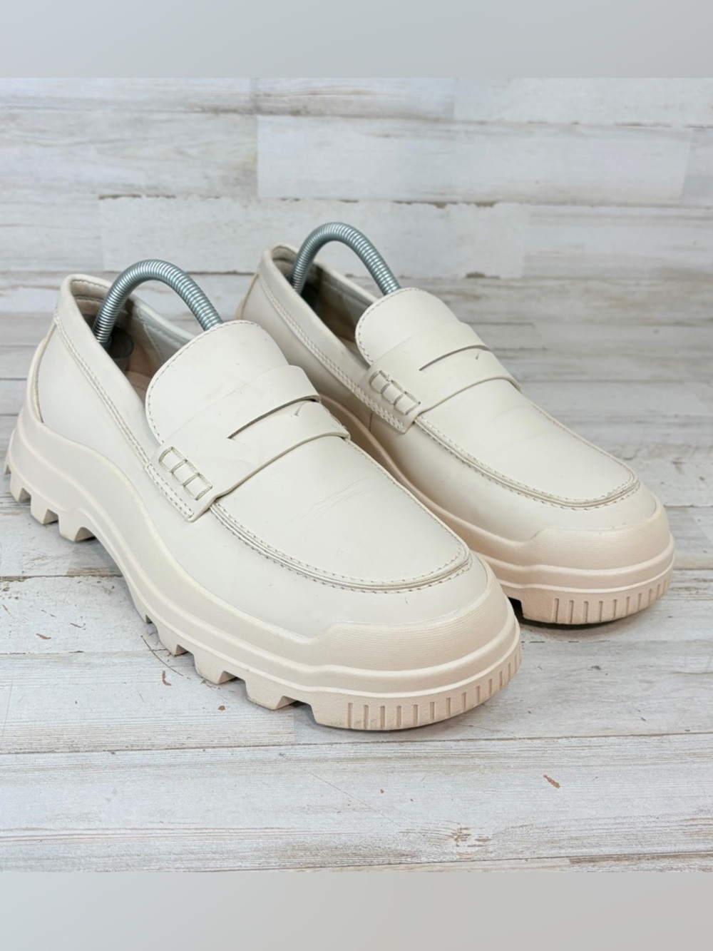 ZARA Women’s Track Lug Sole Chunky Loafers Shoes Size 10 Rubber Beige